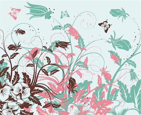 simsearch:400-04687795,k - Floral Background with butterfly, element for design, vector illustration Foto de stock - Super Valor sin royalties y Suscripción, Código: 400-04687753