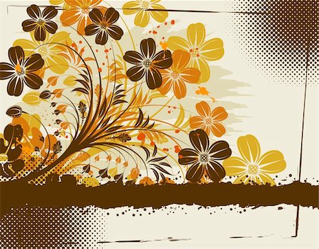 simsearch:400-04350075,k - Grunge floral background with halftone, element for design, vector illustration Fotografie stock - Microstock e Abbonamento, Codice: 400-04687828