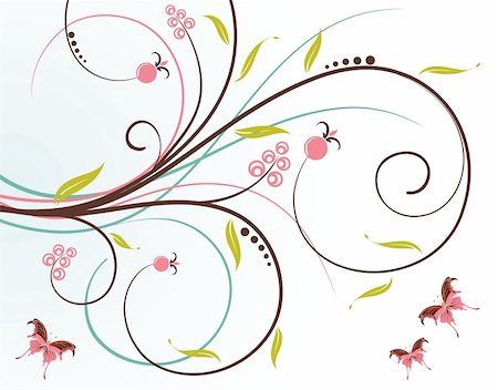 simsearch:400-04687930,k - Flower background with butterfly, element for design, vector illustration Stock Photo - Budget Royalty-Free & Subscription, Code: 400-04687834