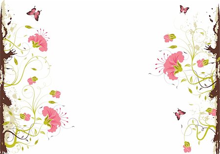 simsearch:400-04687930,k - Grunge floral background with butterfly, element for design, vector illustration Stock Photo - Budget Royalty-Free & Subscription, Code: 400-04687852