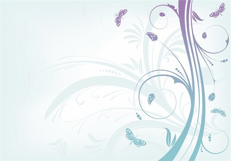 simsearch:400-04136291,k - Flower background with butterfly and wave pattern, element for design, vector illustration Foto de stock - Super Valor sin royalties y Suscripción, Código: 400-04687902