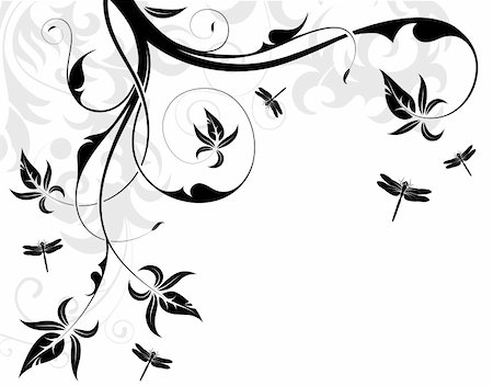 simsearch:400-07062285,k - Floral background with dragonfly, element for design, vector illustration Foto de stock - Royalty-Free Super Valor e Assinatura, Número: 400-04687923