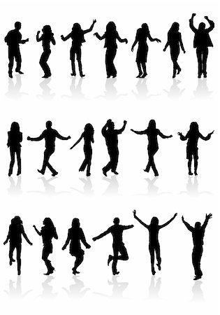 Big collect silhouettes dancing man and women, vector illustration, element for design Stock Photo - Budget Royalty-Free & Subscription, Code: 400-04688003