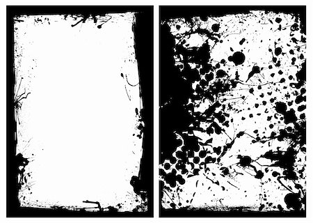 simsearch:400-04689271,k - Grunge black ink splat border with two image frames Photographie de stock - Aubaine LD & Abonnement, Code: 400-04688014