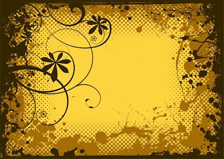 faded splatter background - Grunge ink splat border with halftone dot and floral elements Stock Photo - Budget Royalty-Free & Subscription, Code: 400-04688012