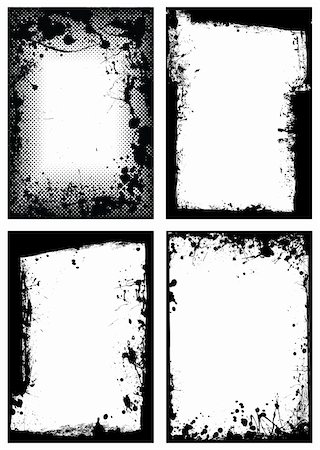 simsearch:400-04689271,k - Black ink grunge border with white background and splat effect Photographie de stock - Aubaine LD & Abonnement, Code: 400-04688013