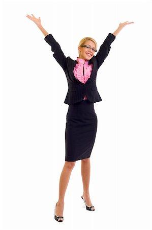 Business woman with arms raised over white Photographie de stock - Aubaine LD & Abonnement, Code: 400-04688216