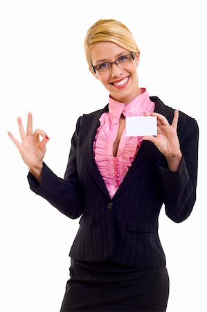 simsearch:693-06668015,k - attractive businesswoman holding a blank card ok sign Photographie de stock - Aubaine LD & Abonnement, Code: 400-04688211