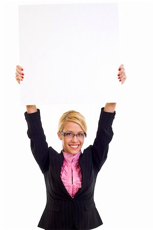 simsearch:400-04340435,k - Beautiful businesswoman showing empty white board Stock Photo - Budget Royalty-Free & Subscription, Code: 400-04688212