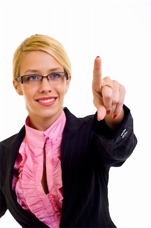 simsearch:400-08031960,k - businesswoman touch screen with finger over white Stock Photo - Budget Royalty-Free & Subscription, Code: 400-04688237