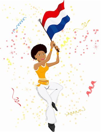 simsearch:400-04691397,k - Black Girl Dutch Soccer Fan with flag. Editable Vector Illustration Stock Photo - Budget Royalty-Free & Subscription, Code: 400-04688379