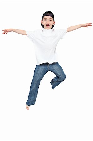 simsearch:400-04850794,k - Little boy jumping on isolated white background Stock Photo - Budget Royalty-Free & Subscription, Code: 400-04688554