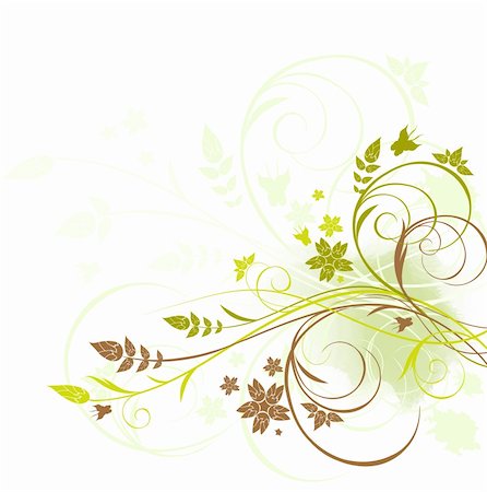 simsearch:400-04813899,k - Grunge brown and green floral background with butterfly Stock Photo - Budget Royalty-Free & Subscription, Code: 400-04688709