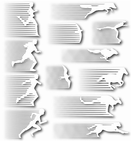 frog graphics - Set of cutout silhouettes of fast-moving people and animals Foto de stock - Super Valor sin royalties y Suscripción, Código: 400-04688835
