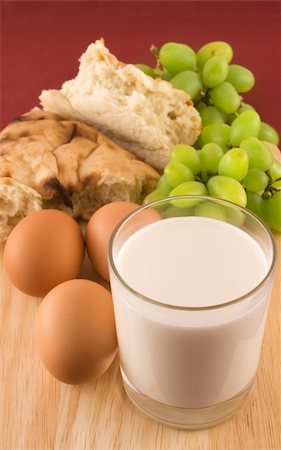 dry fruits crops - Fresh pita bread with eggs  and glass of milk Stock Photo - Budget Royalty-Free & Subscription, Code: 400-04688981