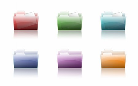 6 different colorful folder icons on the white background Stock Photo - Budget Royalty-Free & Subscription, Code: 400-04688999