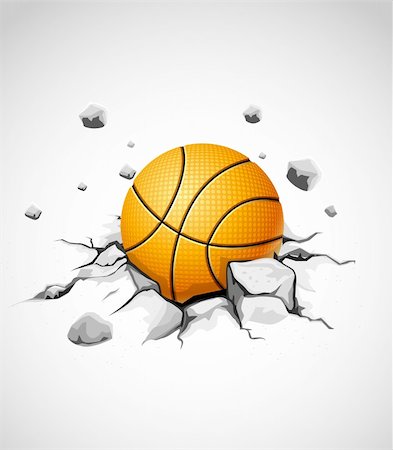 basketball ball in cracked stone vector illustration Stock Photo - Budget Royalty-Free & Subscription, Code: 400-04689017