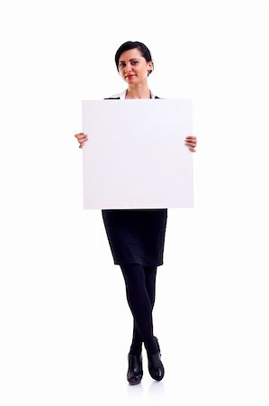 feedough (artist) - Young woman holding blank sign isolated on white Photographie de stock - Aubaine LD & Abonnement, Code: 400-04689076