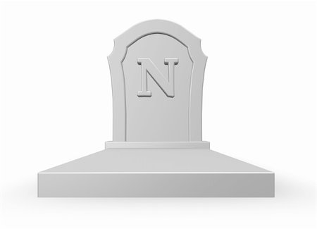 simsearch:400-06420902,k - gravestone with uppercase letter n on white background - 3d illustration Fotografie stock - Microstock e Abbonamento, Codice: 400-04689096