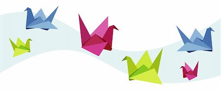 simsearch:400-08043408,k - Group of various Origami vibrant colors swan. Vector file available. Stock Photo - Budget Royalty-Free & Subscription, Code: 400-04689250