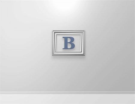 picture frame with letter b on white wall - 3d illustration Stock Photo - Budget Royalty-Free & Subscription, Code: 400-04689295