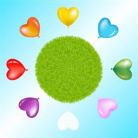 simsearch:400-04690017,k - Colorful Heart Shape Balloons Around Grass Ball Foto de stock - Super Valor sin royalties y Suscripción, Código: 400-04689887