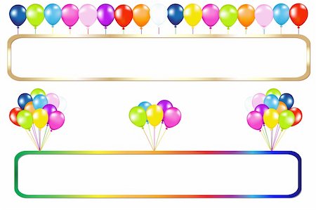 Golden And Colorful Frame With Balloons Bunches, Isolated On White Stock Photo - Budget Royalty-Free & Subscription, Code: 400-04689943