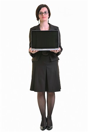 one young business woman isolated on white working on laptop computer Stock Photo - Budget Royalty-Free & Subscription, Code: 400-04680013