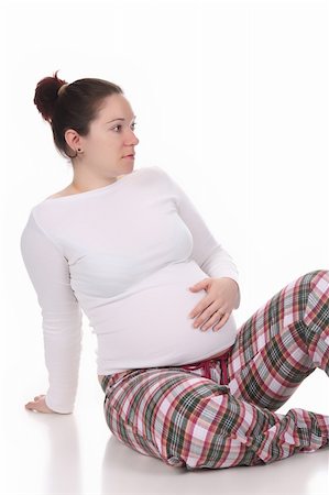 simsearch:400-04859723,k - pregnant woman holding belly on white background Fotografie stock - Microstock e Abbonamento, Codice: 400-04680081