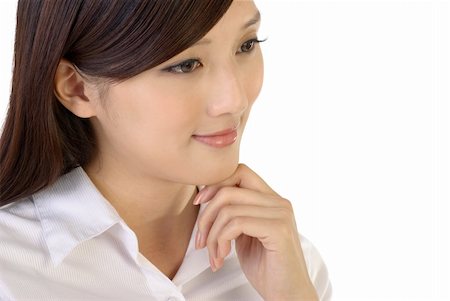 simsearch:400-04255435,k - Thinking expression portrait of businesswoman of Asian on white background. Foto de stock - Super Valor sin royalties y Suscripción, Código: 400-04680296