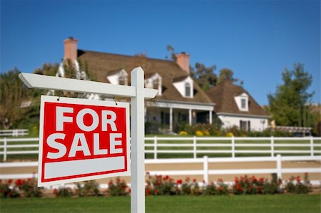 simsearch:400-05121616,k - Home For Sale Real Estate Sign in Front of New House. Stock Photo - Budget Royalty-Free & Subscription, Code: 400-04680475