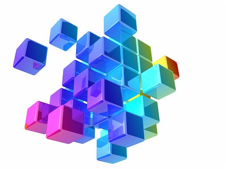 3d rendered illustration of falling colored cubes on a white background Stock Photo - Budget Royalty-Free & Subscription, Code: 400-04680592