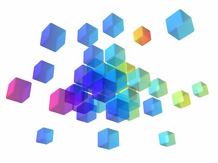 3d rendered illustration of falling colored cubes on a white background Stock Photo - Budget Royalty-Free & Subscription, Code: 400-04680593