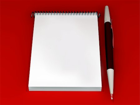 simsearch:400-05091333,k - notepad and pen of red background Stock Photo - Budget Royalty-Free & Subscription, Code: 400-04680756