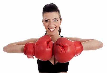 erotic female figures - Healthy woman practicising boxing over isolated white background Stock Photo - Budget Royalty-Free & Subscription, Code: 400-04680928