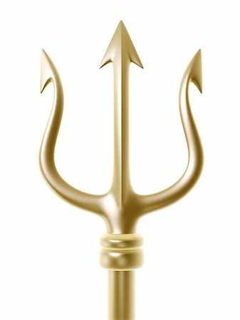 golden trident of Poseidon isolated on white background Stockbilder - Microstock & Abonnement, Bildnummer: 400-04680937