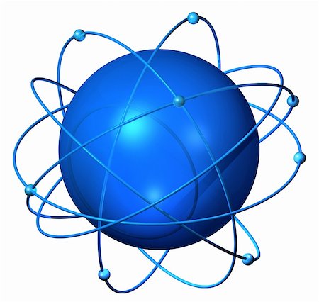 electrón - Atomium sphere with electrons and neutrons forming satellite orbit web around the blue globe Foto de stock - Super Valor sin royalties y Suscripción, Código: 400-04680944