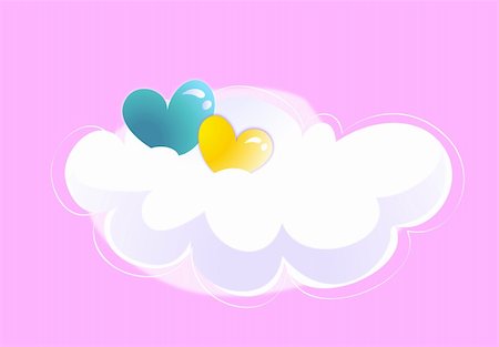 simsearch:400-09268408,k - two color hearts with white cloud on the pink sky Stock Photo - Budget Royalty-Free & Subscription, Code: 400-04681172