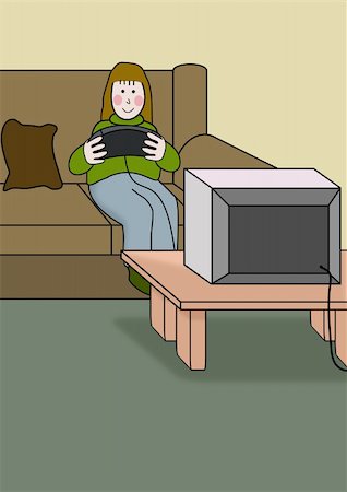 Illustration of a person playing a video game Stock Photo - Budget Royalty-Free & Subscription, Code: 400-04681408
