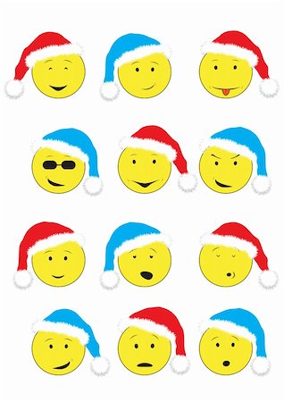 simsearch:600-07110838,k - Christmas cartoon emotions smiley isolated on the white background Foto de stock - Super Valor sin royalties y Suscripción, Código: 400-04682044