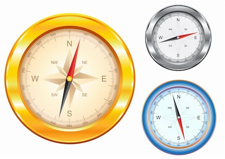 simsearch:400-04773117,k - Isolated golden and silver compass Stock Photo - Budget Royalty-Free & Subscription, Code: 400-04682934