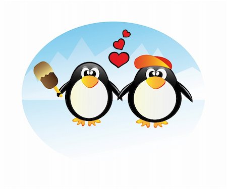 passionate fat pic - penguin in love isolated on white background Stock Photo - Budget Royalty-Free & Subscription, Code: 400-04683049