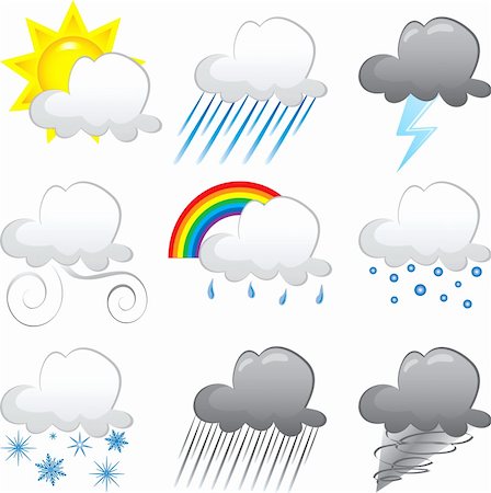 Vector Illustration of 9 cloud weather Icons. Very Easy to edit. Stock Photo - Budget Royalty-Free & Subscription, Code: 400-04683091