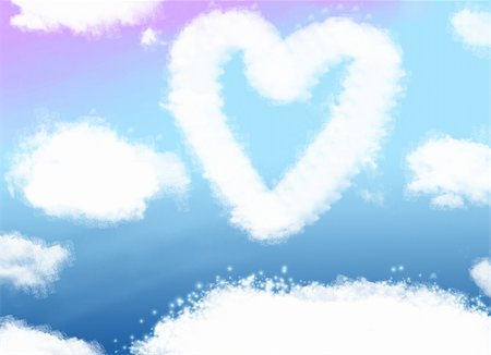 simsearch:400-09268408,k - Cloud nine concept - a heart shaped cloud formation against clear blue sky, with space for copy. Stock Photo - Budget Royalty-Free & Subscription, Code: 400-04683648