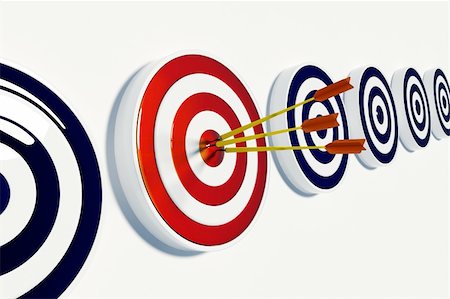darts nobody - Darts hitting the bullseye of a right target Stock Photo - Budget Royalty-Free & Subscription, Code: 400-04683642