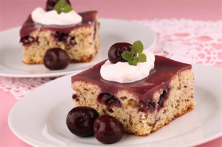 simsearch:400-04380218,k - Refreshing cherry cake with jelly and sour cream Stock Photo - Budget Royalty-Free & Subscription, Code: 400-04683869