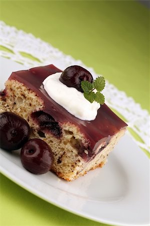 simsearch:400-04380218,k - Refreshing cherry cake with jelly and sour cream Stock Photo - Budget Royalty-Free & Subscription, Code: 400-04683870