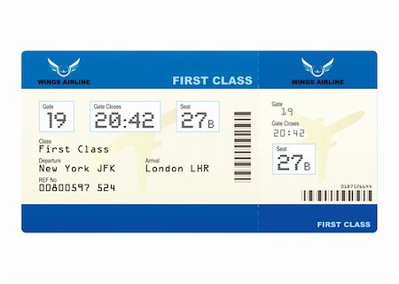 First class boarding pass or plane ticket with destination Stock Photo - Budget Royalty-Free & Subscription, Code: 400-04694004