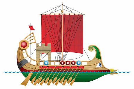 vector illustration of a antique ship. Simple gradients only - no gradient mesh. Stock Photo - Budget Royalty-Free & Subscription, Code: 400-04694069