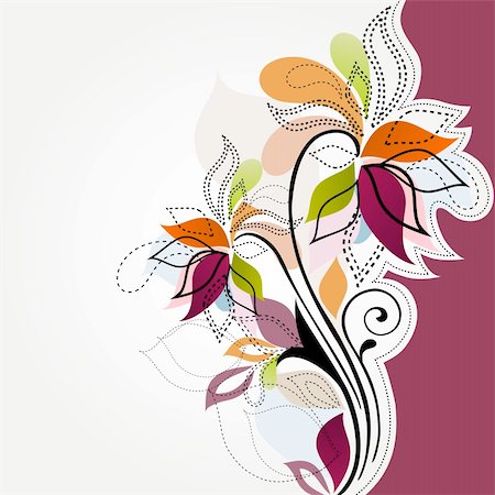 illustration drawing of floral background Fotografie stock - Microstock e Abbonamento, Codice: 400-04694080